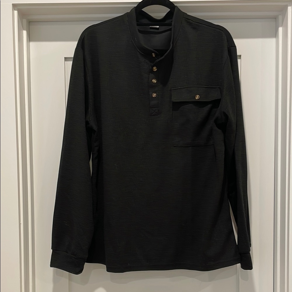 Classic Black Long Sleeve Henley Tee